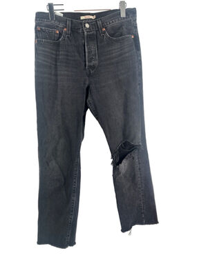 Levi's Wedgie Straight Black/Charcoal Jeans ripped knee y2k Size 30